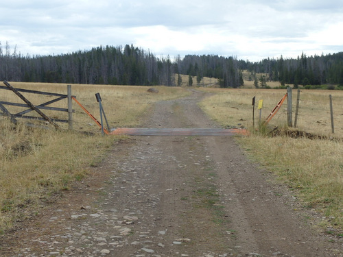 GDMBR: A cattle guard separates private properties.